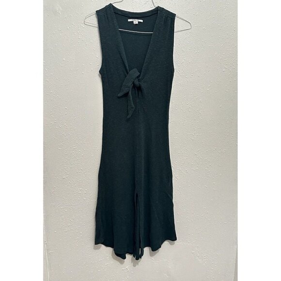 O’Neil Womens Green Sandra Midi Slip Dress Plunge Neck Front Slit Sz S Beach - Picture 1 of 10